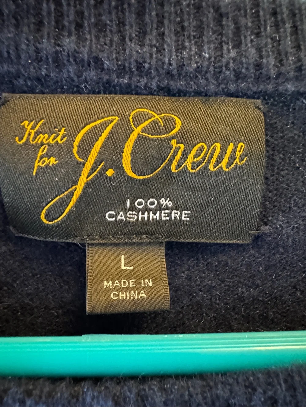 J. Crew Men's dark blue 100% cashmere  Crewneck Sweater - Simple Knit Mens L